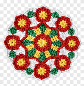 Colorful Crochet Flower Motif PNG