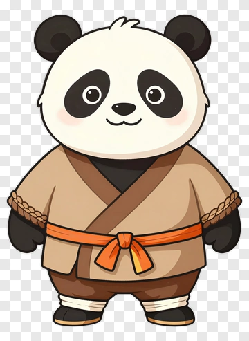 Cartoon Panda Wearing A Brown Robe PNG