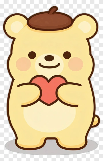 Cute Bear Holding A Heart PNG
