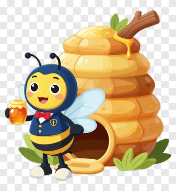 Cartoon Bee Holding A Jar Of Honey PNG