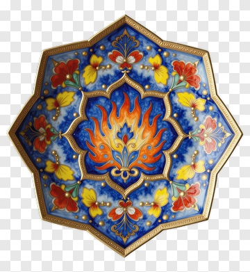 Colorful Decorative Plate With Floral Design PNG