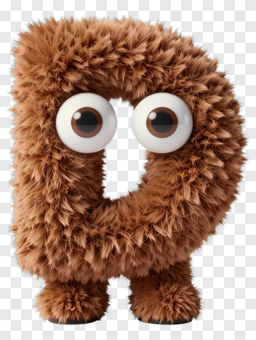 Fuzzy Cartoon Letter D With Big Eyes PNG
