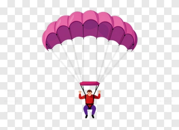 Parachutist Descending With A Pink Parachute PNG
