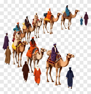 Camel Caravan In The Desert PNG