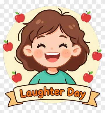 Cartoon Girl Celebrating Laughter Day PNG