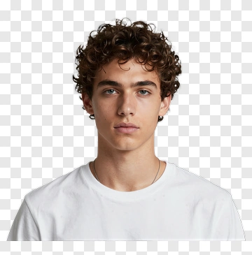 Young Man With Curly Hair PNG