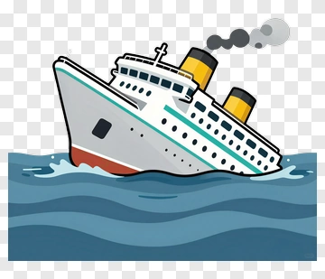 Sinking Ship In The Ocean PNG