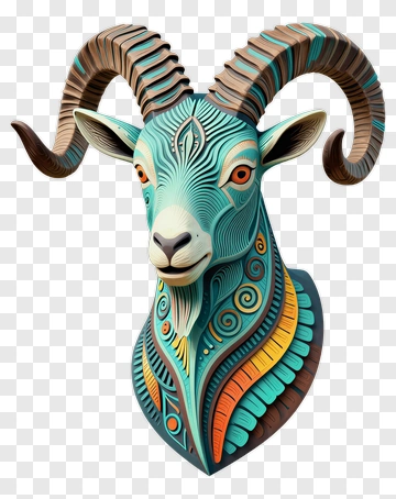 Stylized Goat Head Wall Art PNG
