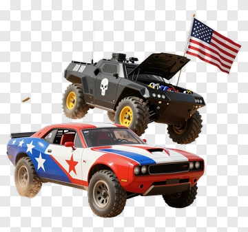 Stunt Cars With American Flag PNG
