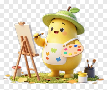 Cartoon Character Painting On An Easel PNG