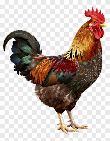 Colorful Rooster Standing Proudly PNG