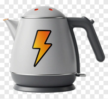 Electric Kettle With Lightning Bolt Design PNG
