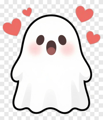 Cartoon Ghost With Hearts PNG