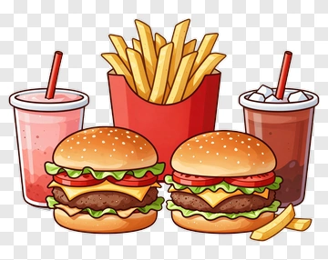 Fast Food Meal With Burgers And Fries PNG