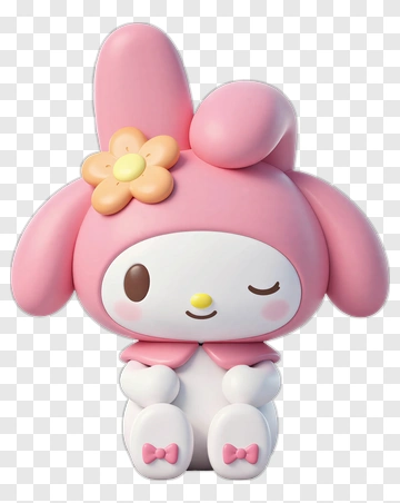 3D Bunny Character With Flower PNG