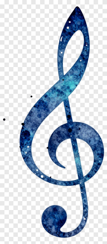 Blue Watercolor Treble Clef PNG