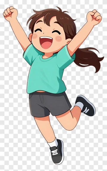 Happy Cartoon Girl Jumping For Joy PNG