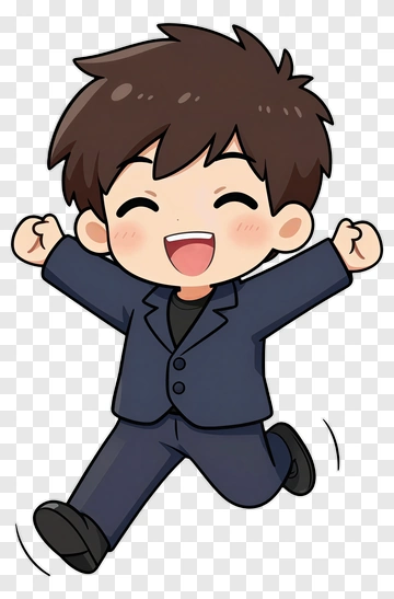 Cartoon Boy Jumping With Joy PNG