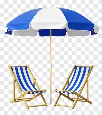 Beach Umbrella With Two Chairs PNG