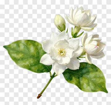 White Flower Bouquet With Green Leaves PNG