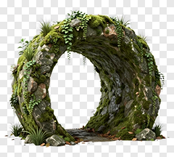 Mossy Stone Archway With Plants PNG