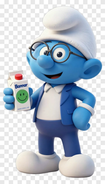Smurf Holding A Milk Carton PNG