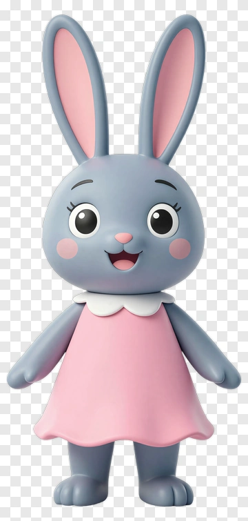 Cartoon Rabbit Character In A Pink Dress PNG