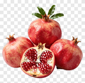 Pomegranate With Halved Fruit PNG