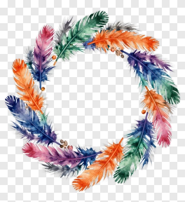 Colorful Feather Wreath PNG