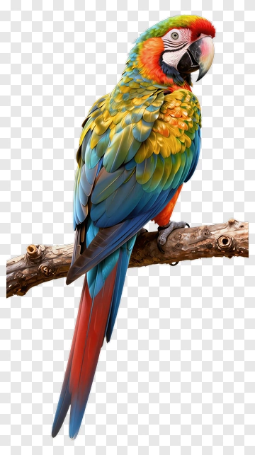 Colorful Macaw Parrot Perched On A Branch PNG