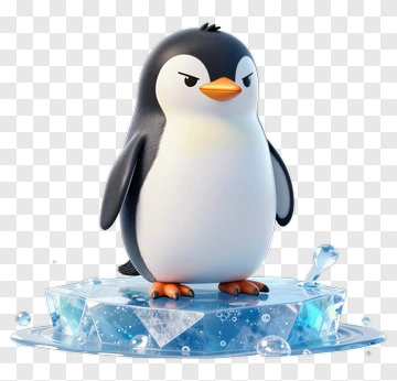 3D Penguin Standing On Ice PNG