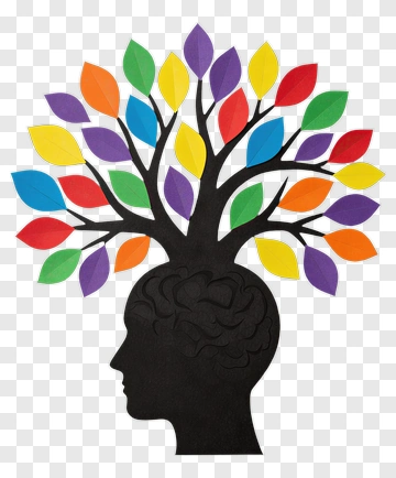 Colorful Tree Growing From Human Head Silhouette PNG