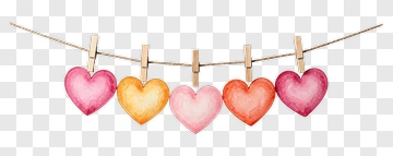 Colorful Hearts Hanging On A Line PNG