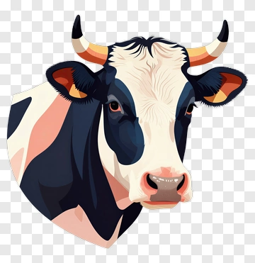 3D Cow Head Illustration PNG