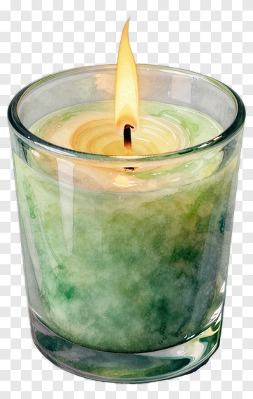 Green Candle With Flame PNG