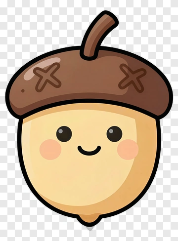 Cute Cartoon Acorn Character PNG