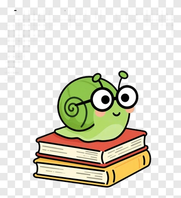 Cartoon Snail Sitting On A Stack Of Books PNG
