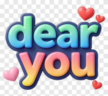 Colorful Dear You Text With Hearts PNG