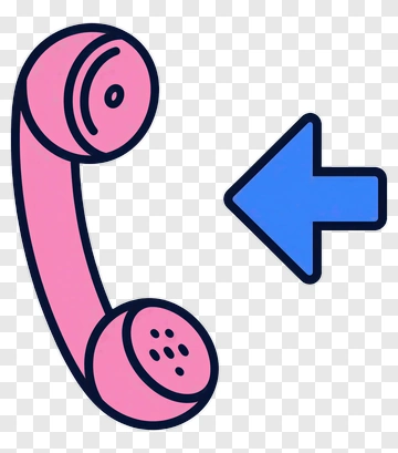 Pink Telephone Receiver With Arrow PNG