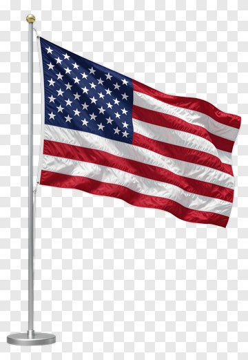 American Flag Waving On A Flagpole PNG