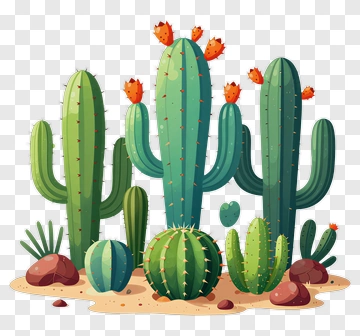 Colorful Cactus Garden PNG