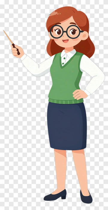 Cartoon Teacher Holding A Pointer PNG