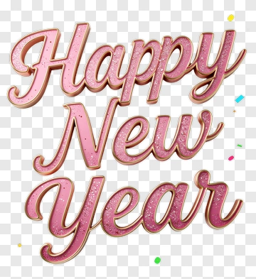 Happy New Year Text Design PNG