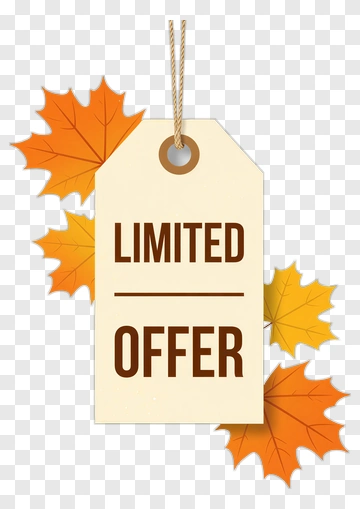 Limited Offer Tag With Autumn Leaves PNG