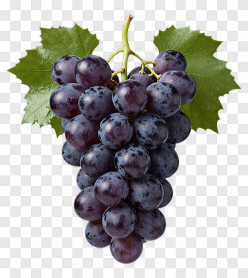 Bunch Of Grapes With Green Leaves PNG
