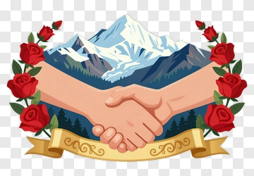Handshake With Roses And Mountains PNG