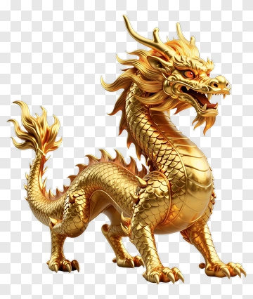 Golden Dragon Statue PNG