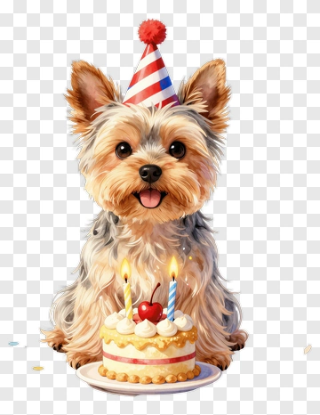 Happy Dog With Birthday Cake PNG