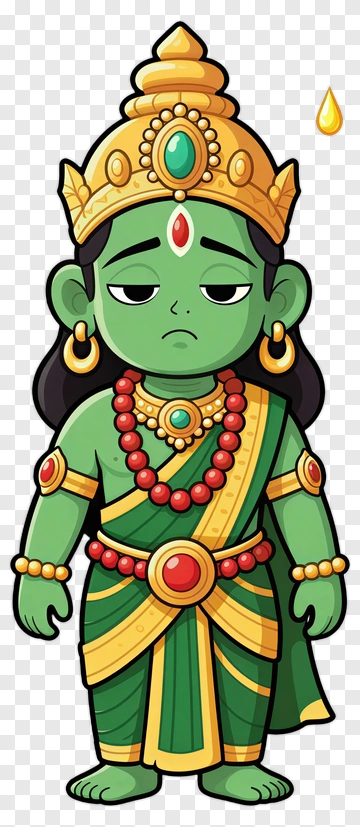 Cartoon Green Goddess Character PNG