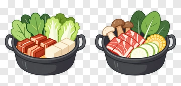 Colorful Hot Pot With Vegetables And Meat PNG